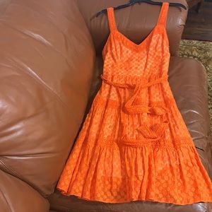 Milly crochet tiered ruffle dress